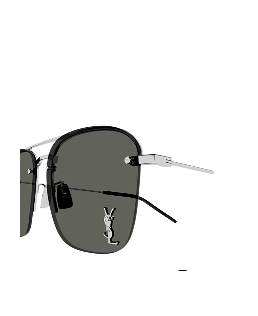 Saint Laurent Logo-plaque Square-frame Sunglasses In Black