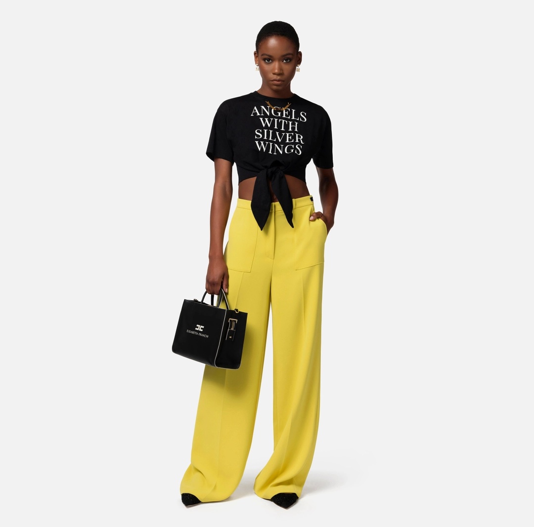 ELISABETTA FRANCHI WIDE-LEG CREPE TROUSERS