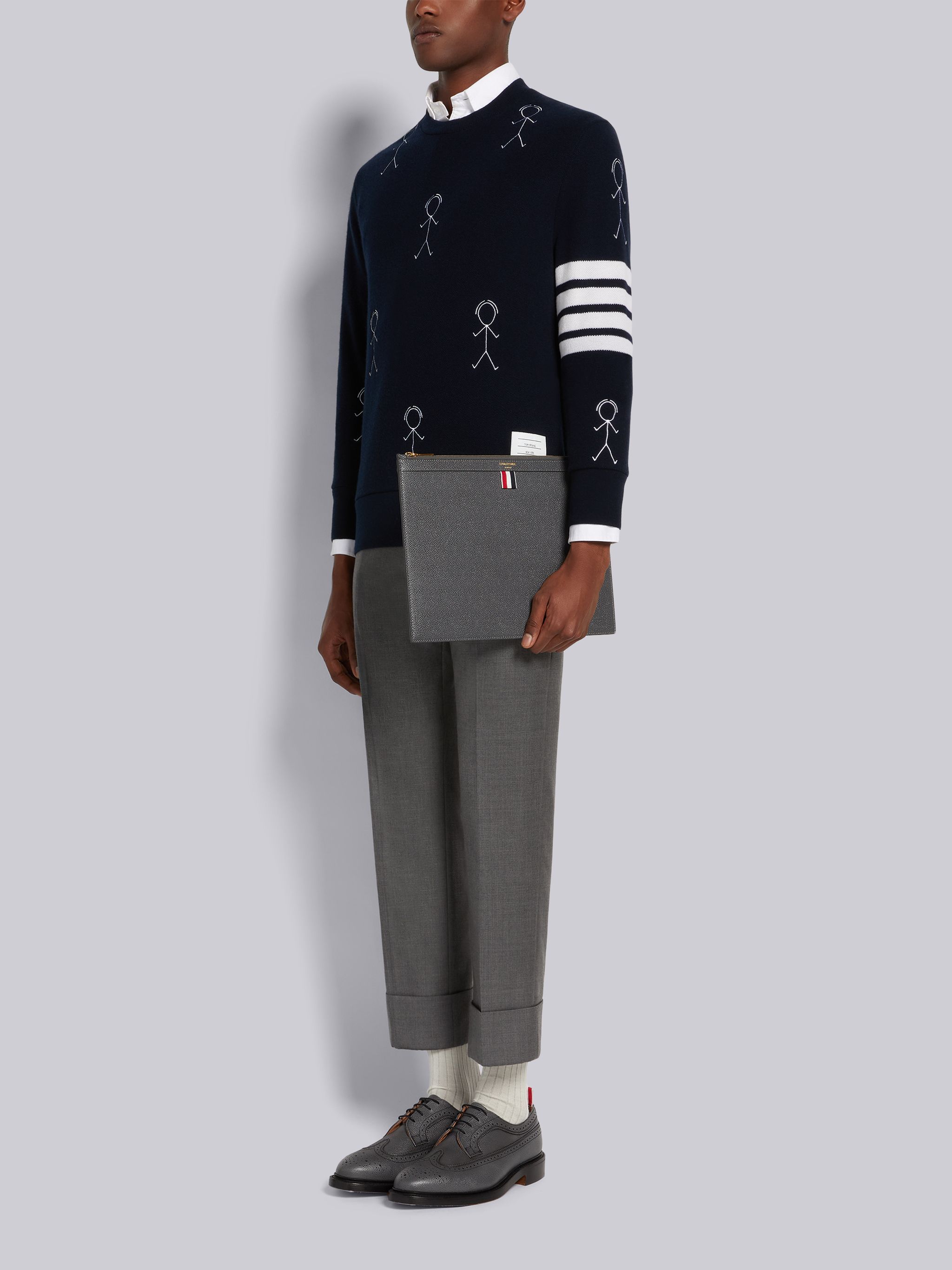 Thom Browne Rwb-stripe Clutch Bag In Gray