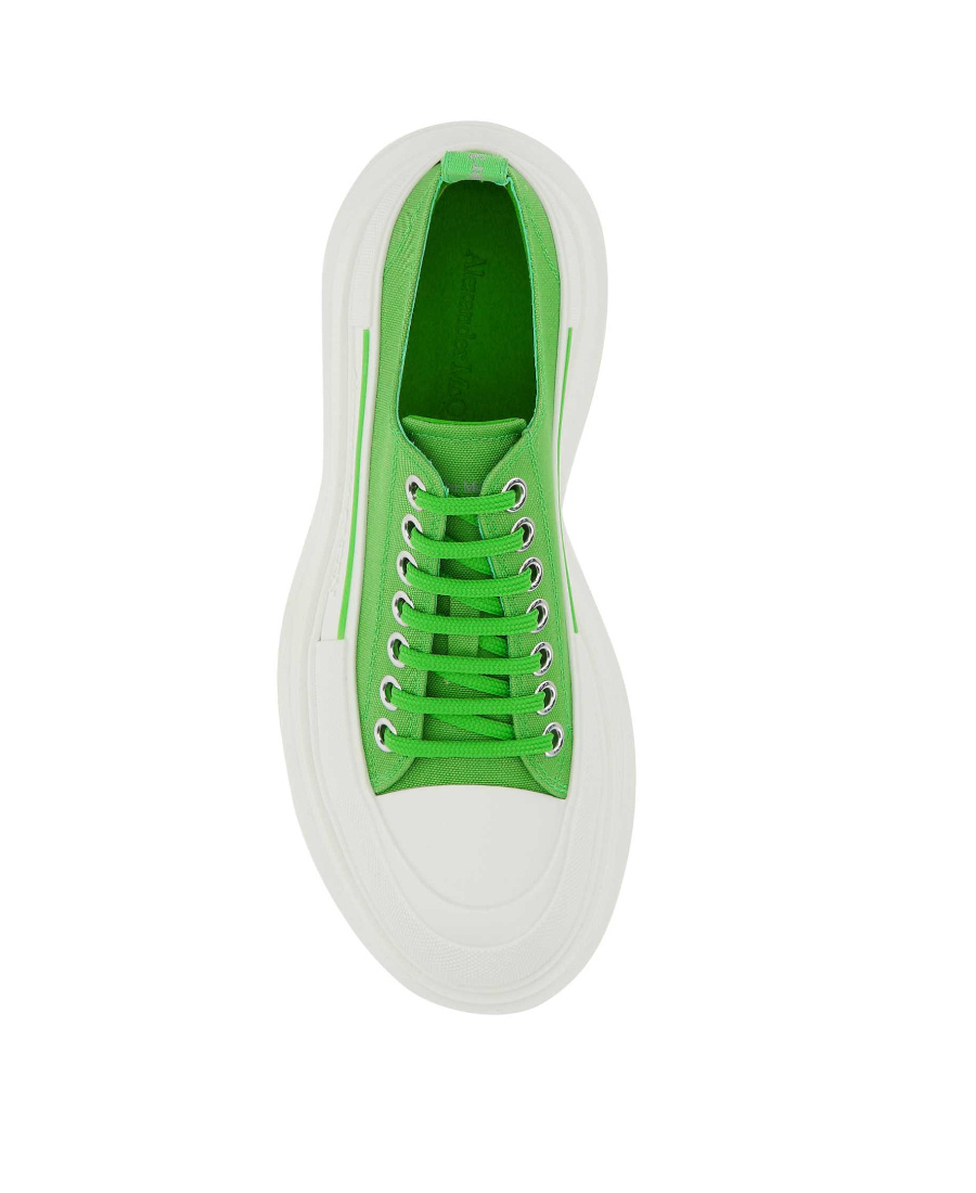 Alexander Mcqueen Sneakers Tread Aus Weissem Und Silberfarbenem Leder In Green