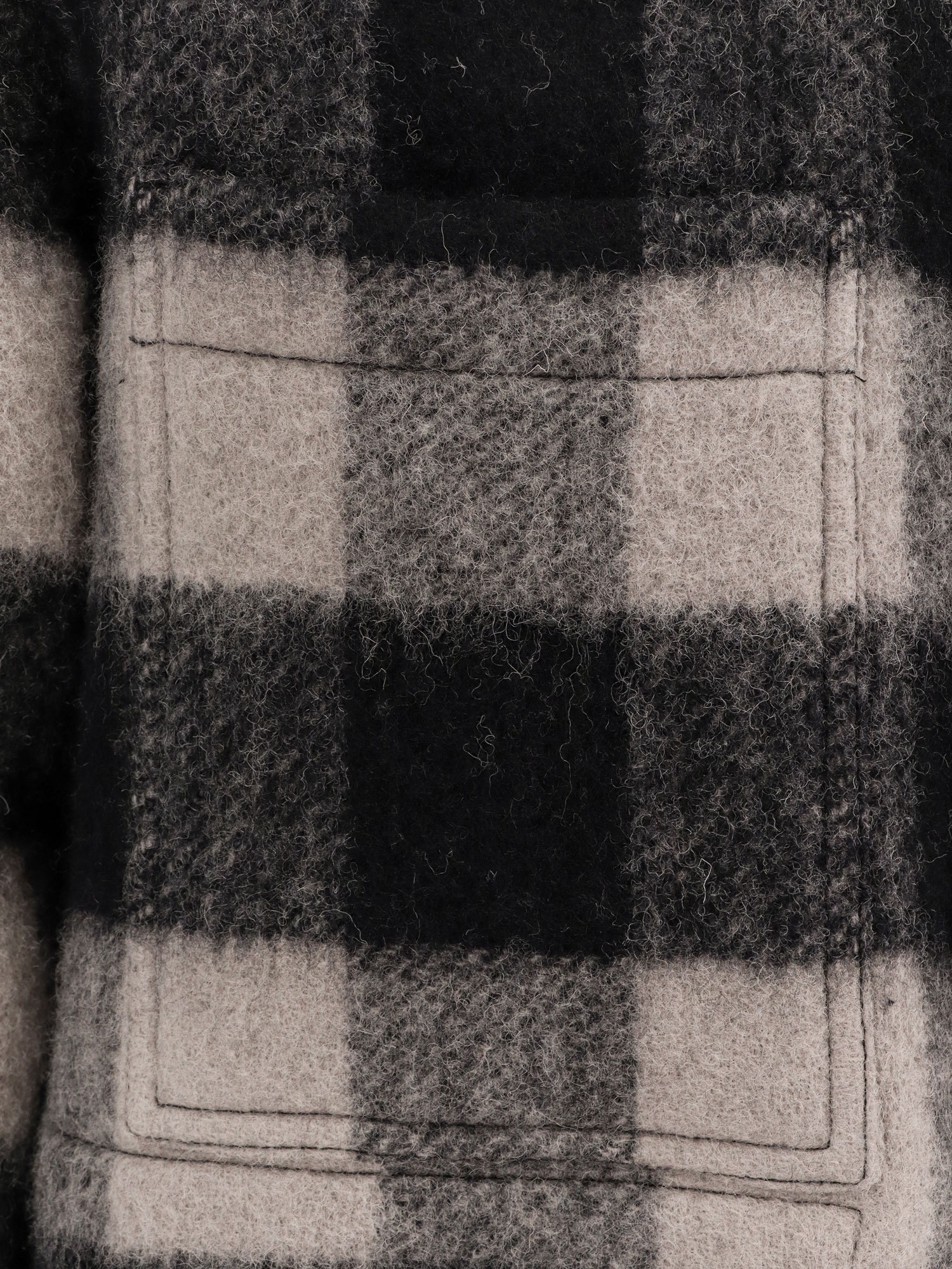 Rick Owens Virgin Wool Check Overshirt In Gray