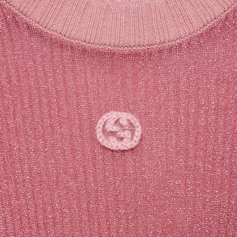 Gucci Lamé-knit Cashmere Top In Pink