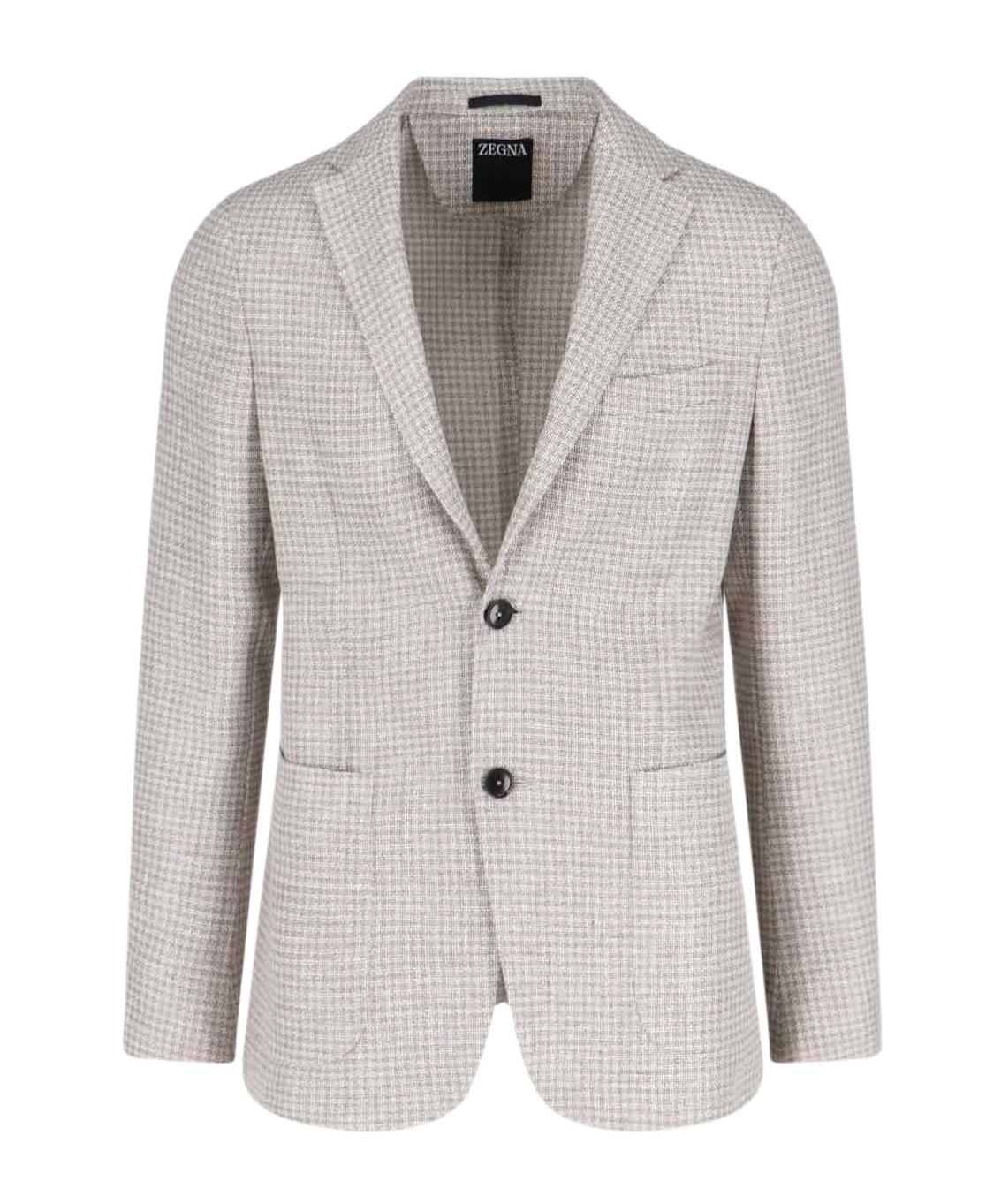 Zegna Single-breasted Check Blazer In White
