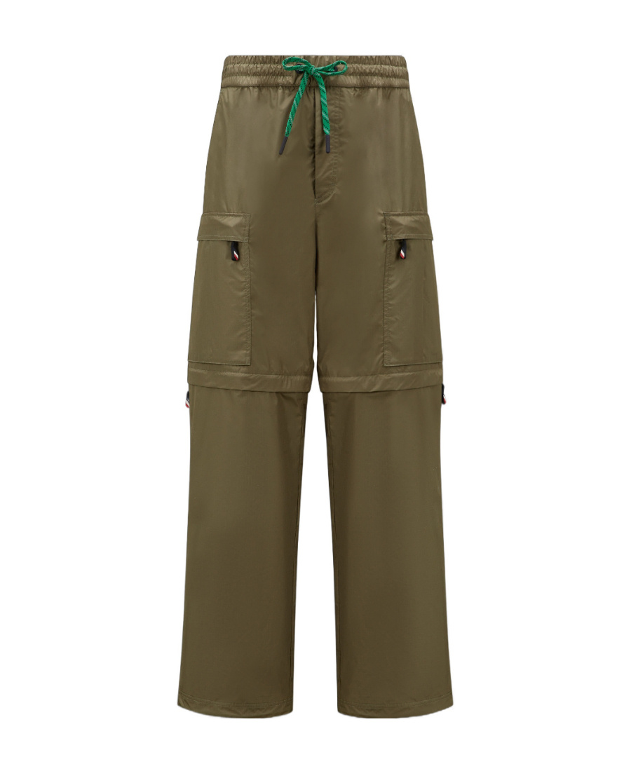 Moncler Contrast-trim Straight-leg Trousers In Green