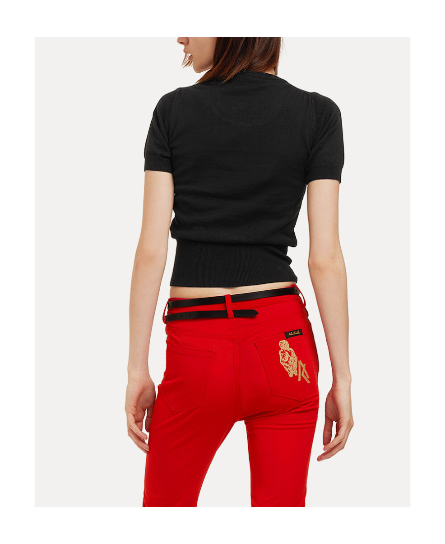 VIVIENNE WESTWOOD ORB-EMBROIDERED COTTON-CASHMERE KNIT TOP