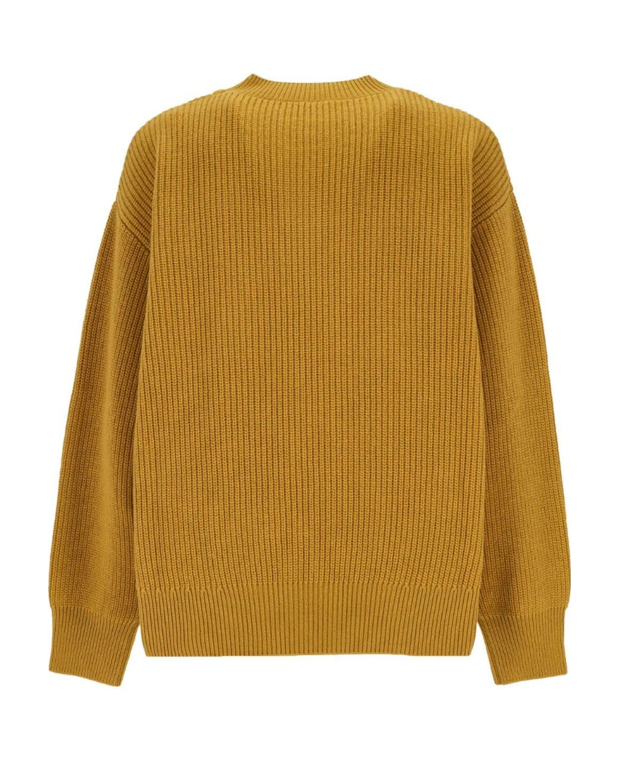 Moncler X Palm Angels Logo Patch Round Neck Sweater In Yellow