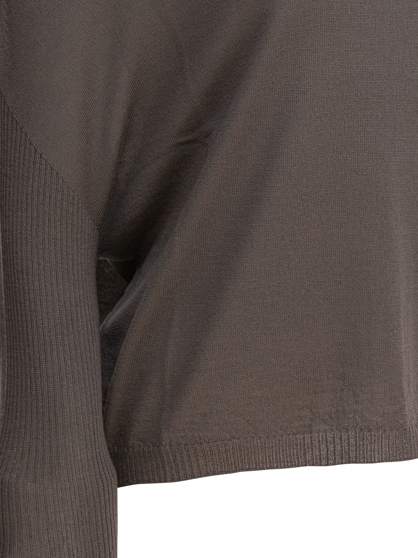 Rick Owens Ribbed High-neck Sweater In Brown