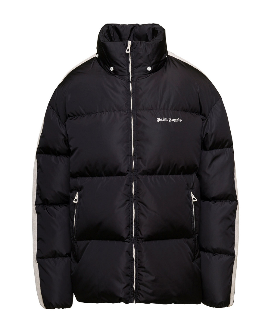 Palm Angels Track Hooded Puffer Jacket In Black