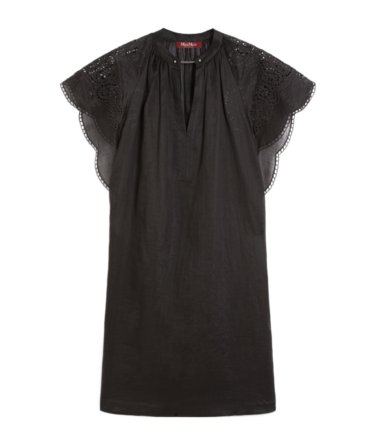 Max Mara Astor Short Dress In Ramie Canvas In Black