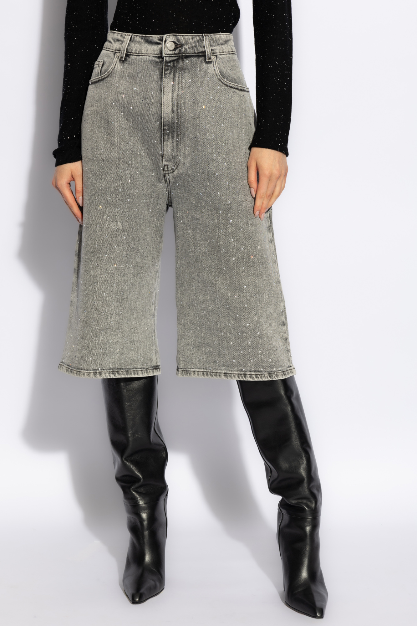 Fabiana Filippi Bermuda Denim Shorts In Gray