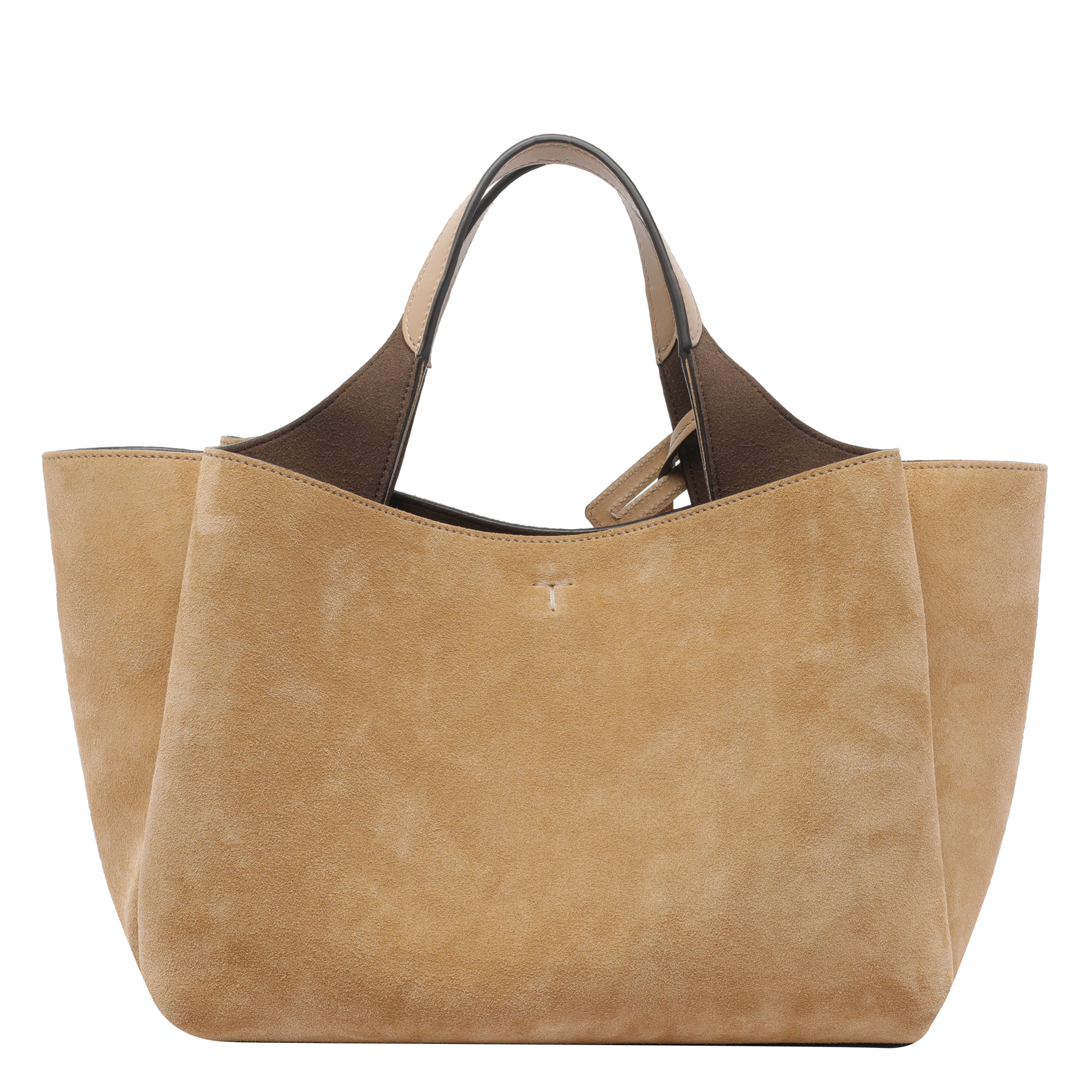 Tod's Suede Clutch Structured 2 Handles In Brown
