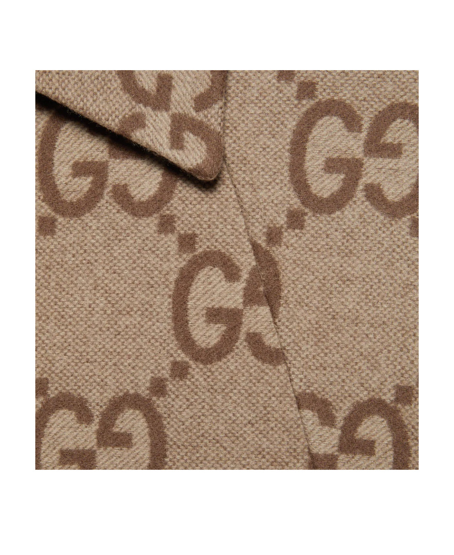 Gucci Check-pattern Wool Cape In Nude
