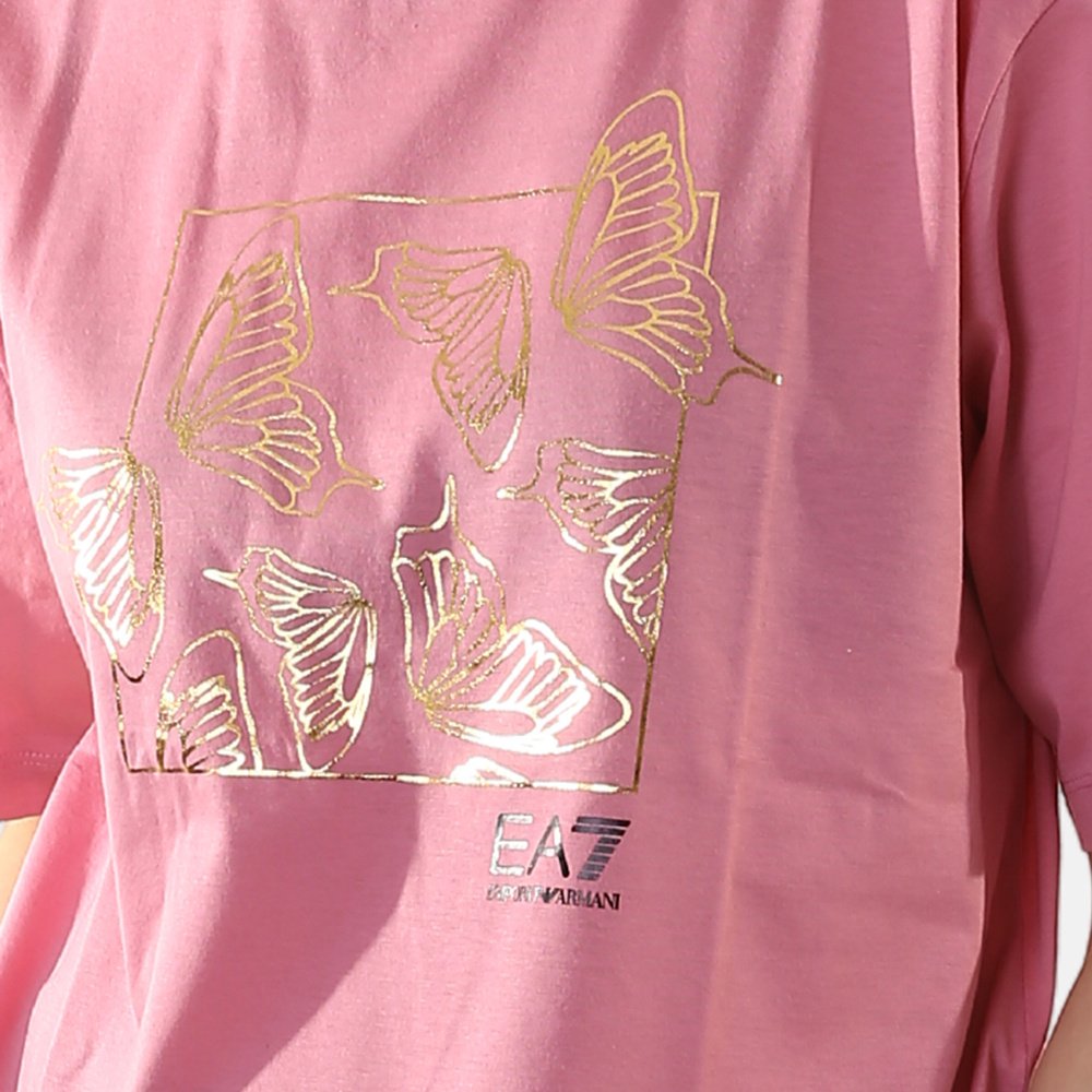 Ea7 Short-sleeved Printed T-shirt In Pink