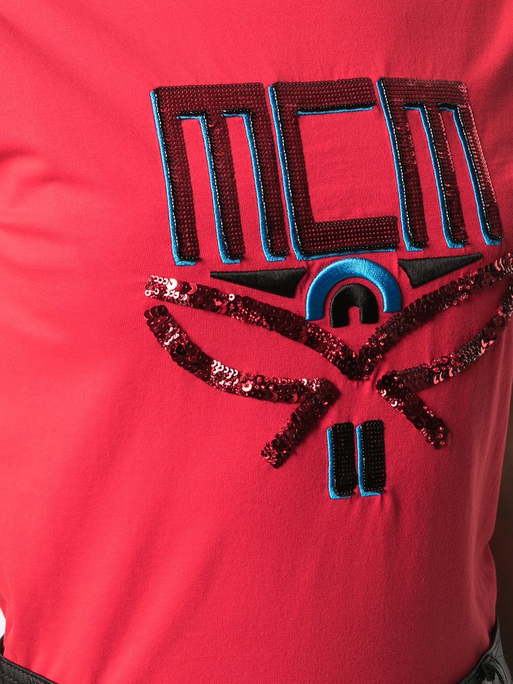 Mcm Sequin-logo T-shirt In Red