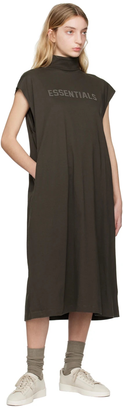Essentials High-necked Logo Dress In Black
