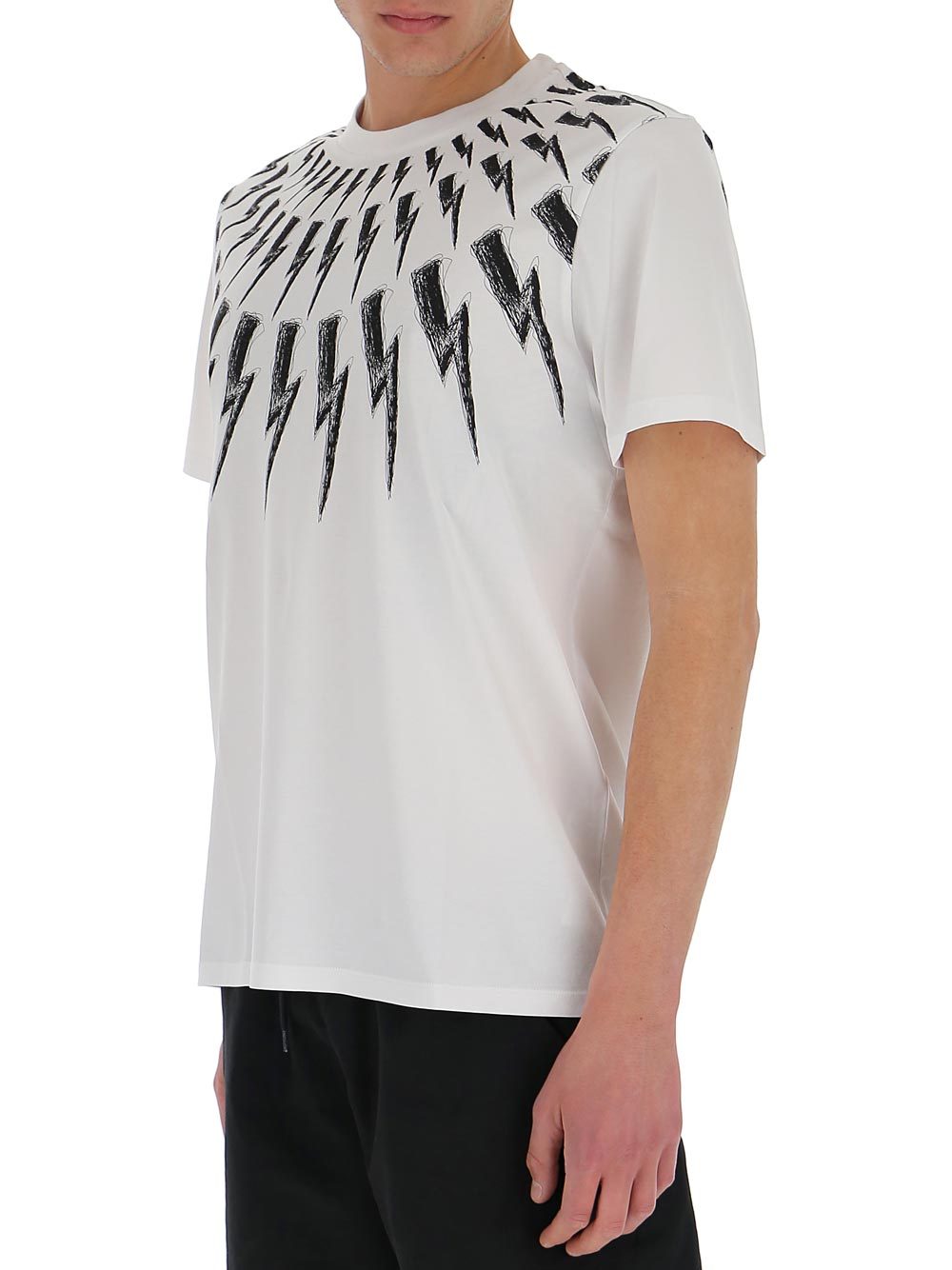 Neil Barrett Fair Isle Thunderbolt T-shirt In White