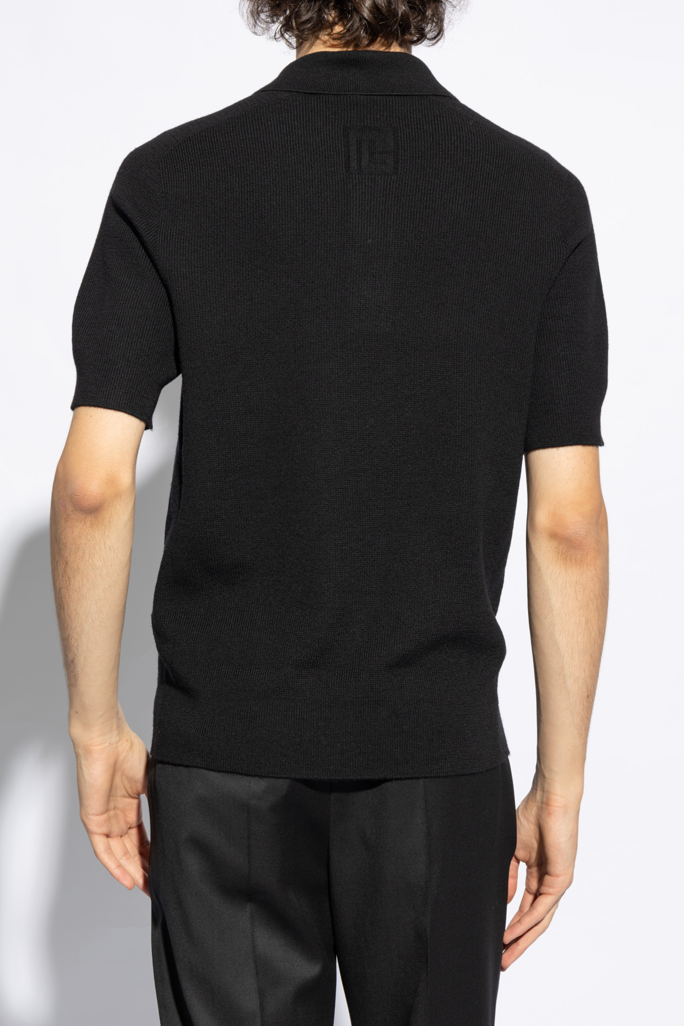 Balmain Label Polo Shirt In Black