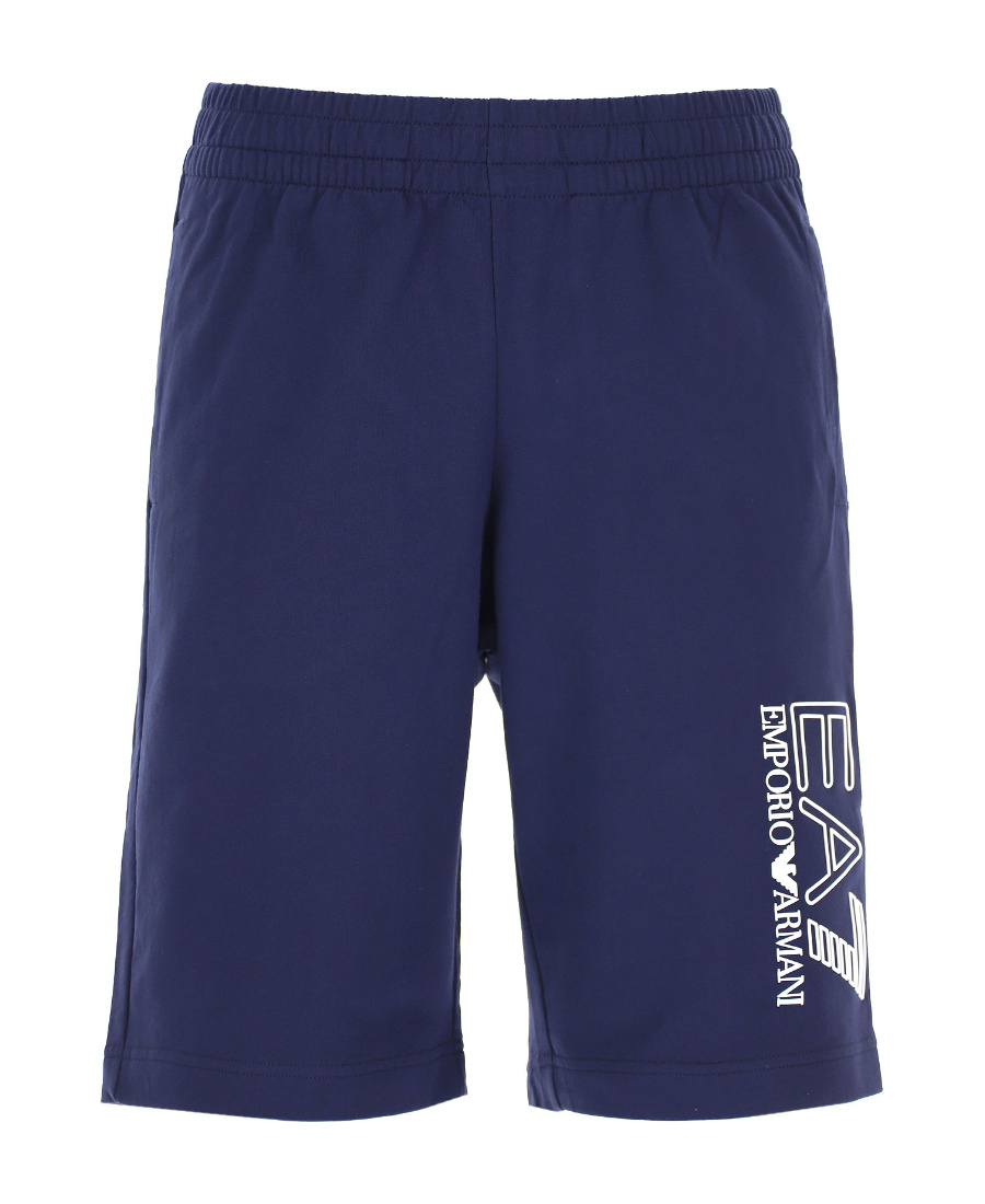 Ea7 Logo Printed Shorts In Blue