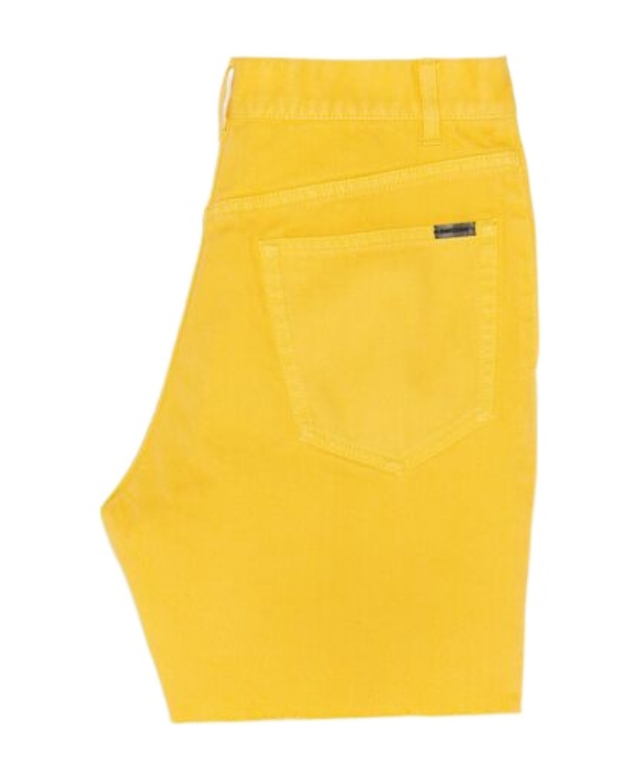 Saint Laurent Mid-rise Denim Shorts In Yellow