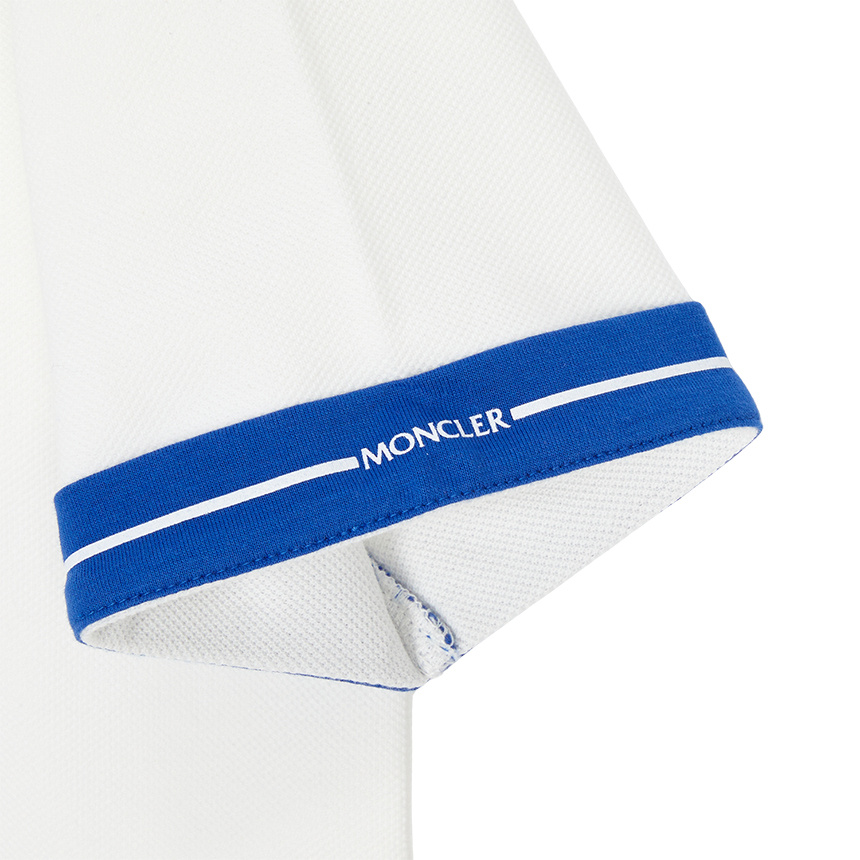 Moncler Lapel Short Sleeve Polo Shirt In White