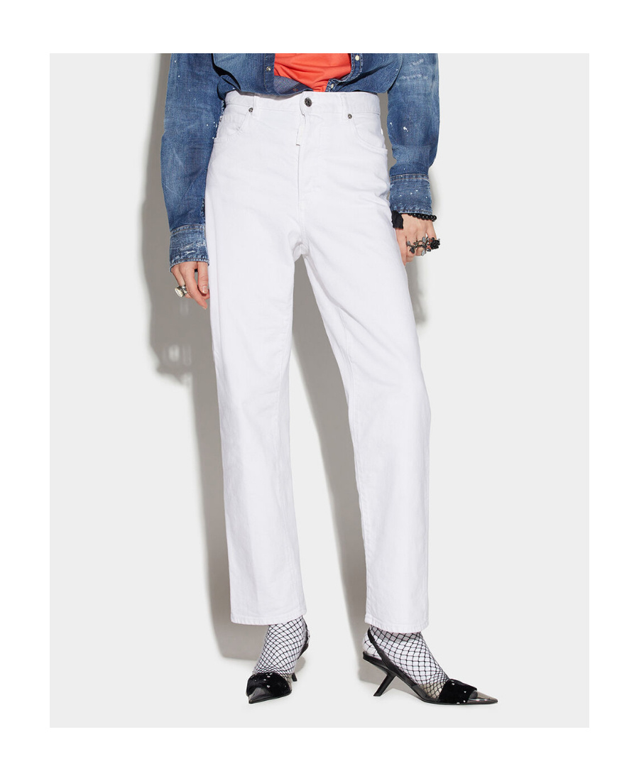 Dsquared2 White Bull Straight-leg Jeans In White