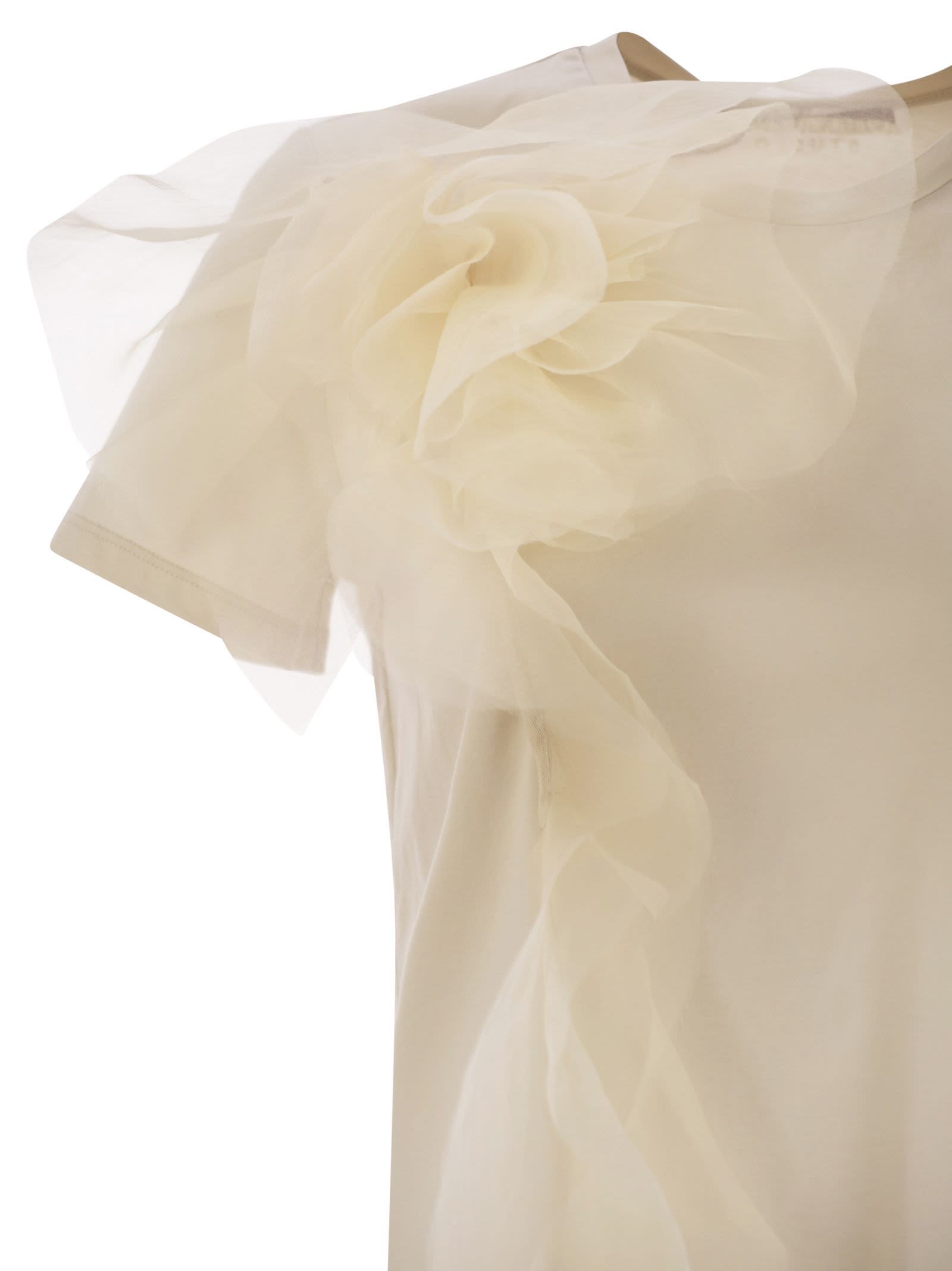 Max Mara Ruffled Cotton And Tulle T-shirt