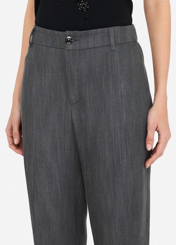 Liu •jo High Waist Straight Casual Pants In Gray