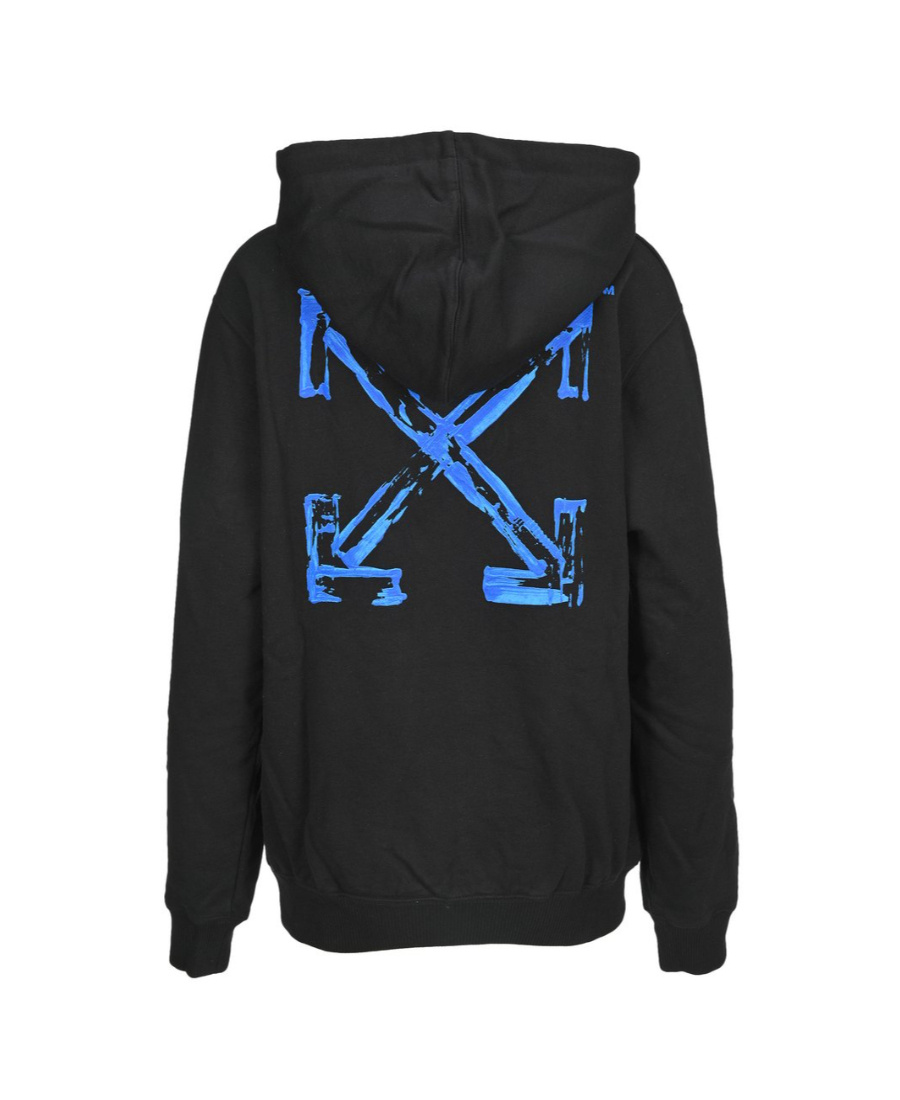Off-white Painted Arrow-print Hoodie In Black