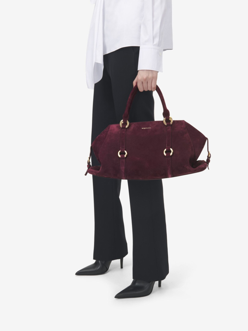 Alexander Mcqueen Mcqueen Medium Farringdon Leather Satchel In Red