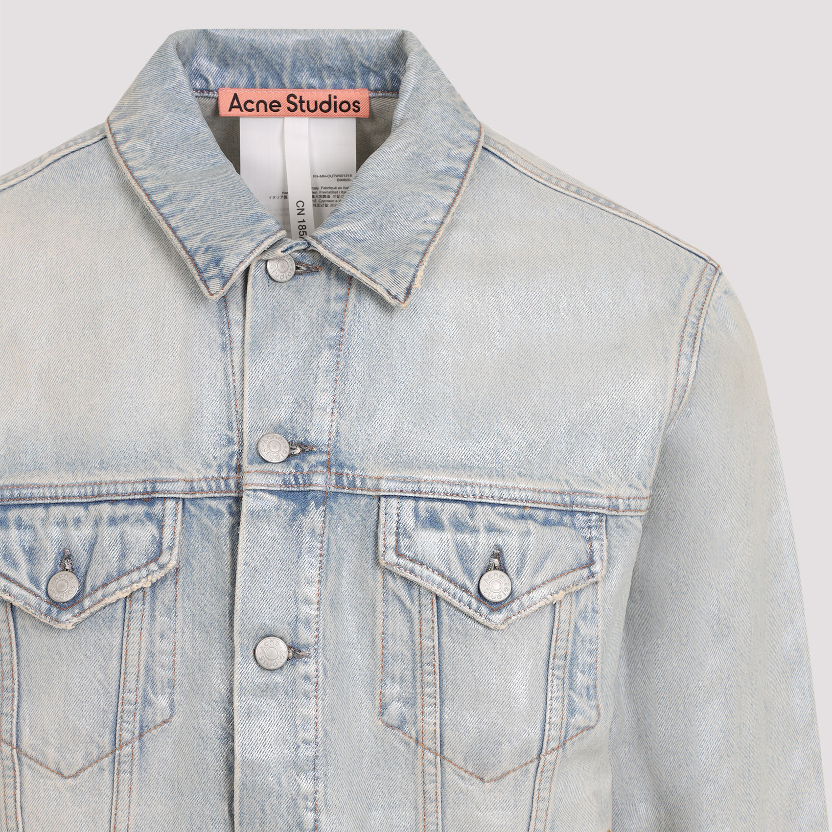 Acne Studios Single-breasted Denim Jacket In Gray