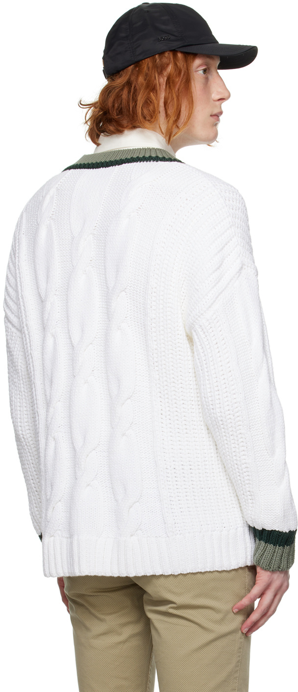 Shop Hugo Boss V-neck Sweater In White