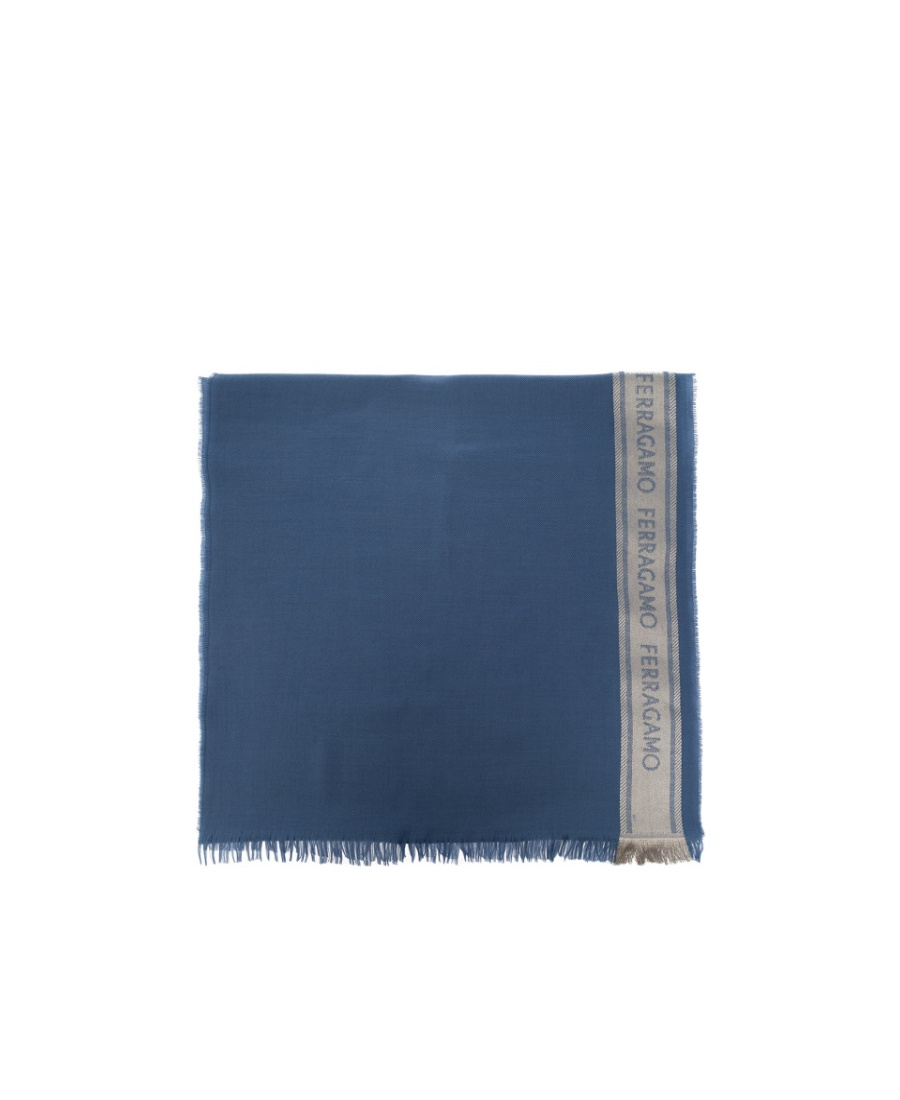 Ferragamo Logo Scarf In Blue