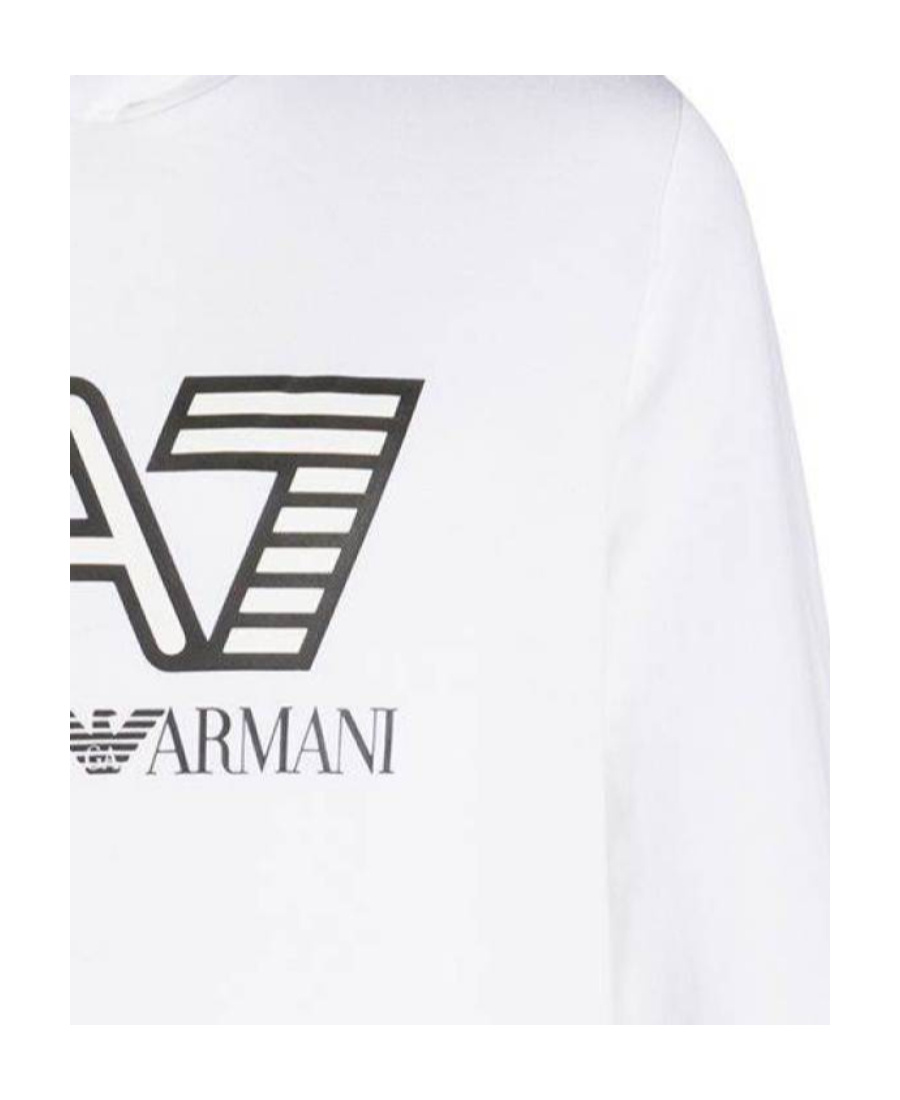 Ea7 Long-sleeved Hooded Sweater In White