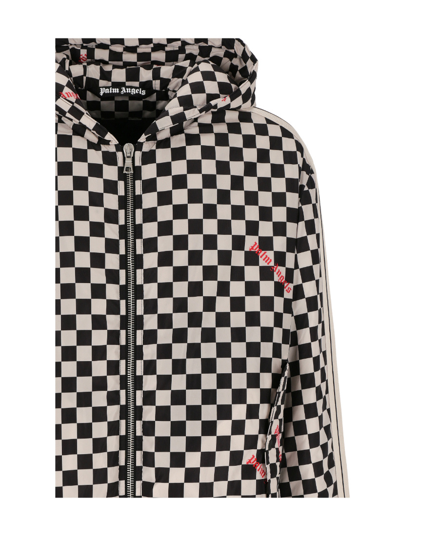 Palm Angels Zip-up Hooded Jacket In Black