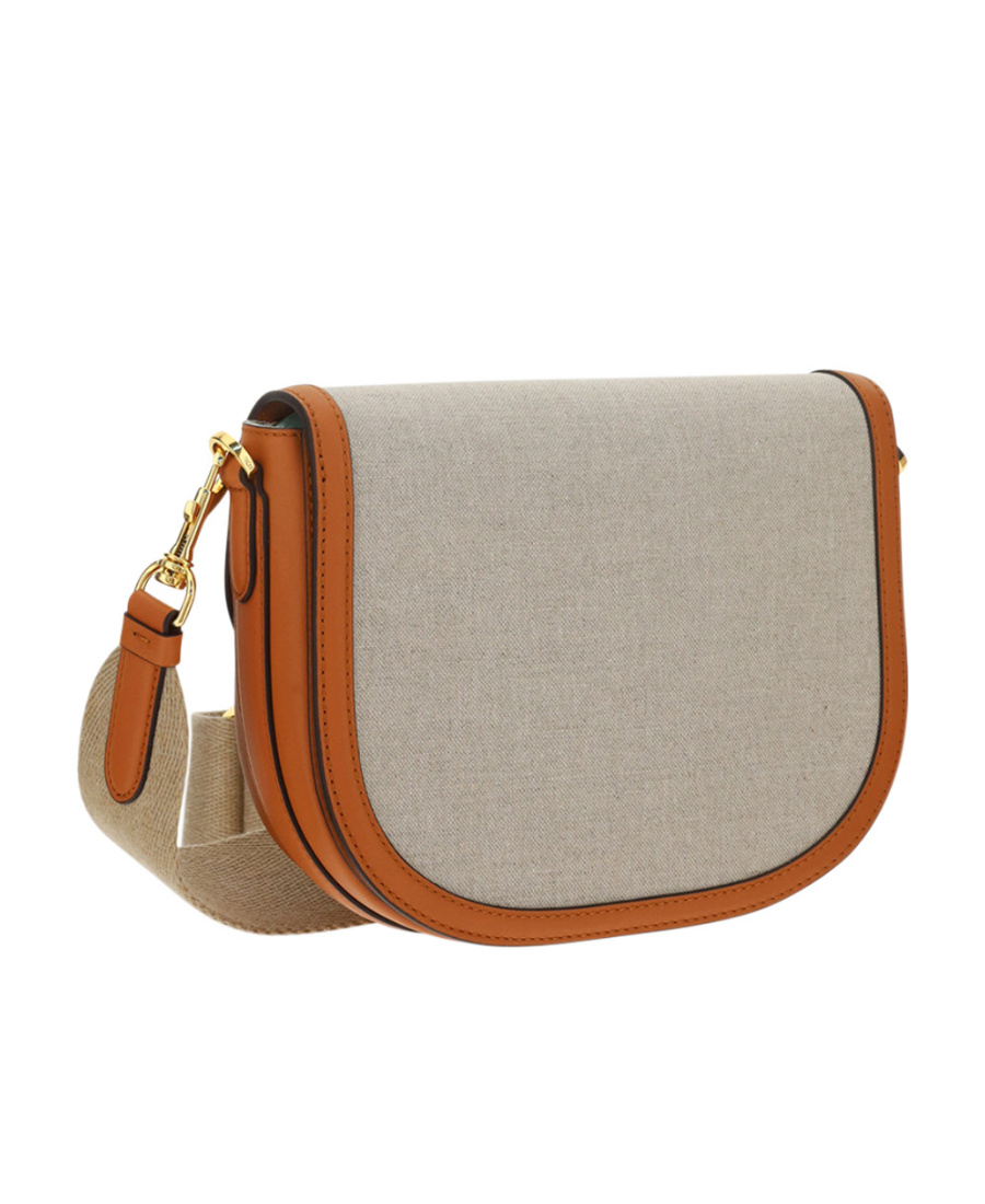 Mcm Mode Travia Logo Plaque Small Crossbody Bag In Nude