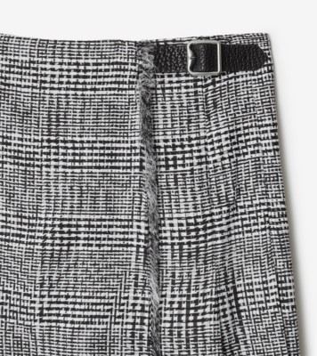 Burberry Plaid-check Fringed Miniskirt In Gray