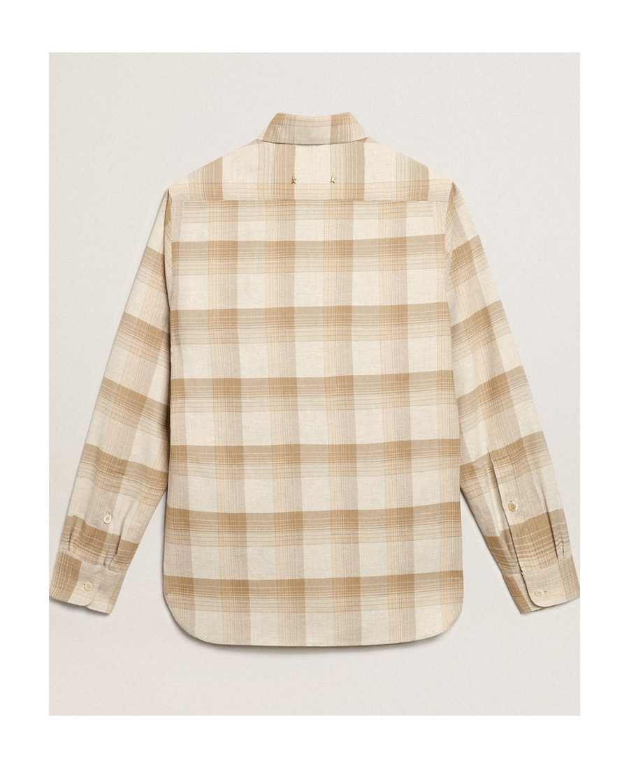 Golden Goose Check Pattern Shirt With Button-down Collar In Nude
