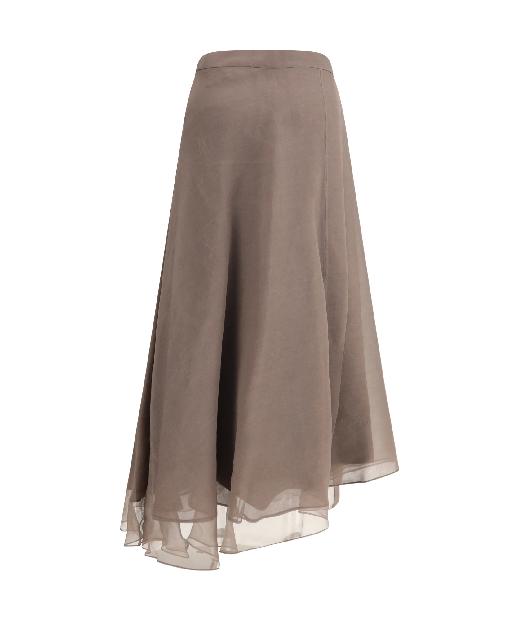 Brunello Cucinelli Pleat Detailed Maxi Skirt In Gray
