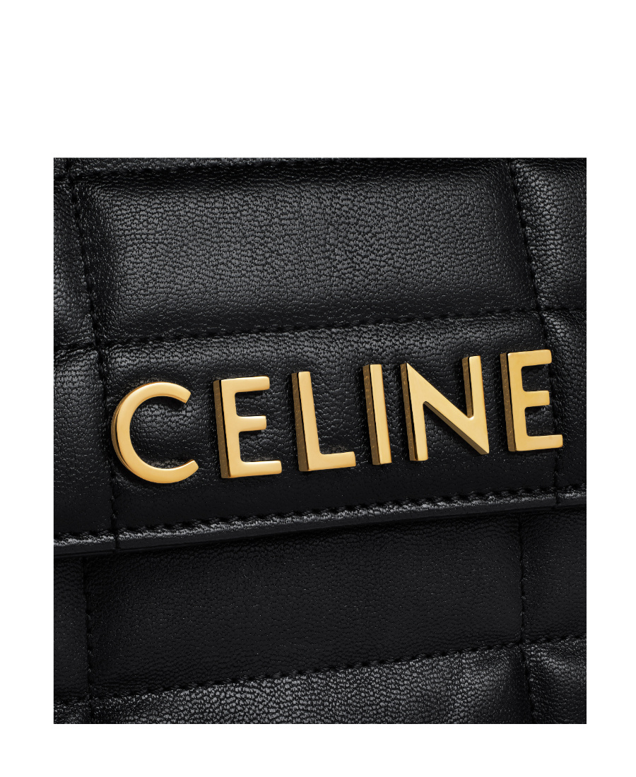 Celine Matelasse Monochrome Chain Padded Shoulder Bag In Black