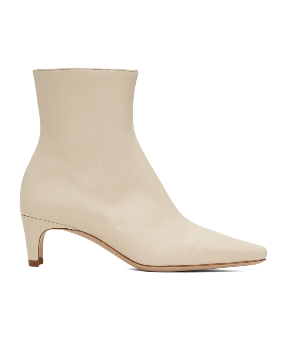 Staud High-heeled Pointy Boots In Nude