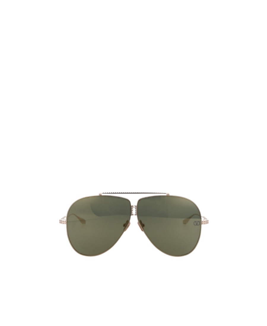 Valentino Women's White Gold Titanium Sunglasses In Green