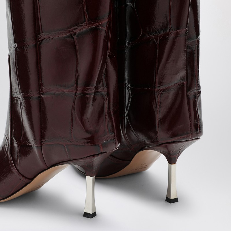 Paris Texas Bettina 55 Crocodile-effect Leather Knee-high Boots In Black