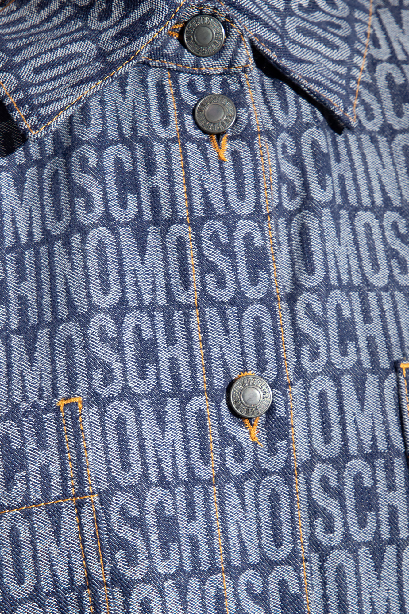 Moschino Blue All Over Denim Shirt In Blue