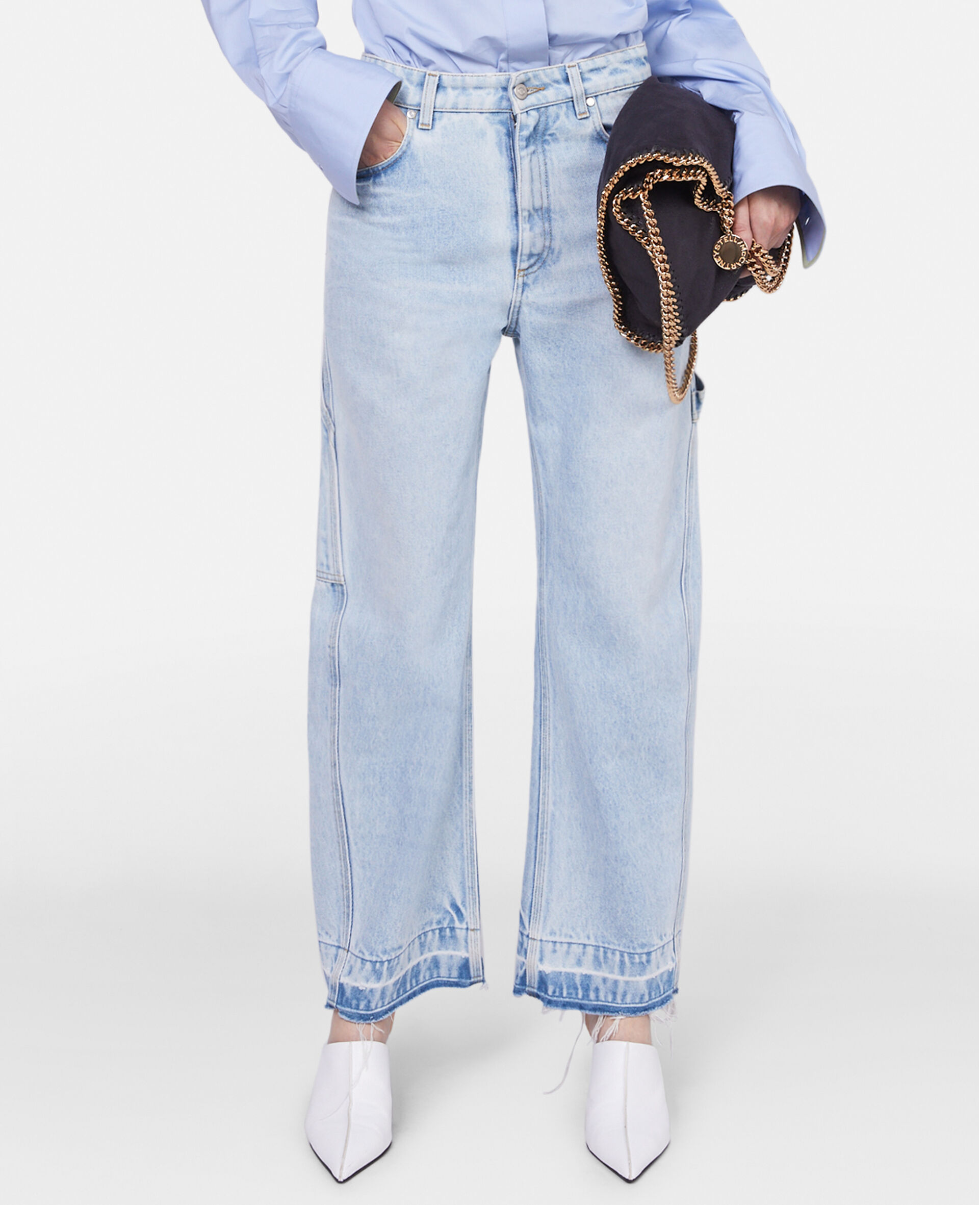 Stella Mccartney Buttoned Curved Hem Panelled Shirt In Blue