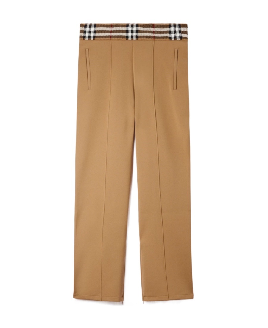Burberry Check Trim Jersey Jogging Pants In Camel