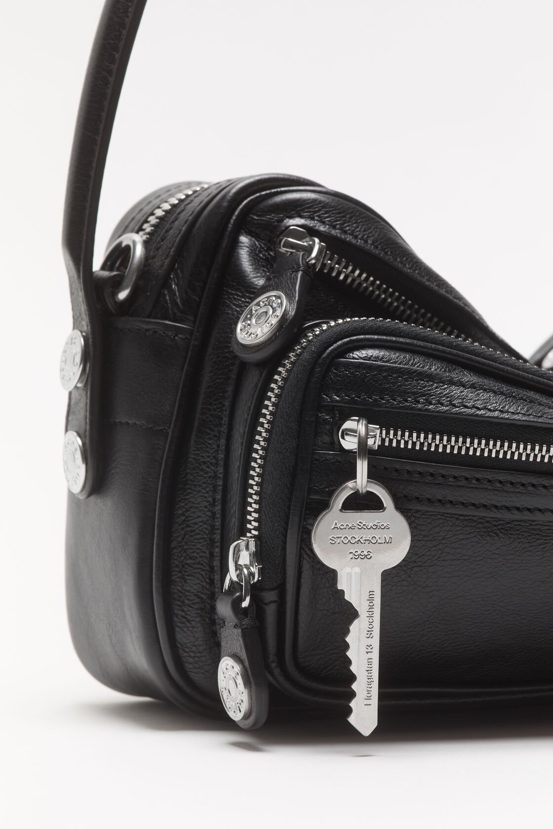 Acne Studios Small Camero Leather Shoulder Bag In Black