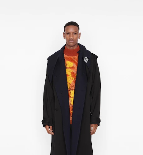 Dior Black Double-breasted Trench Coat In Black