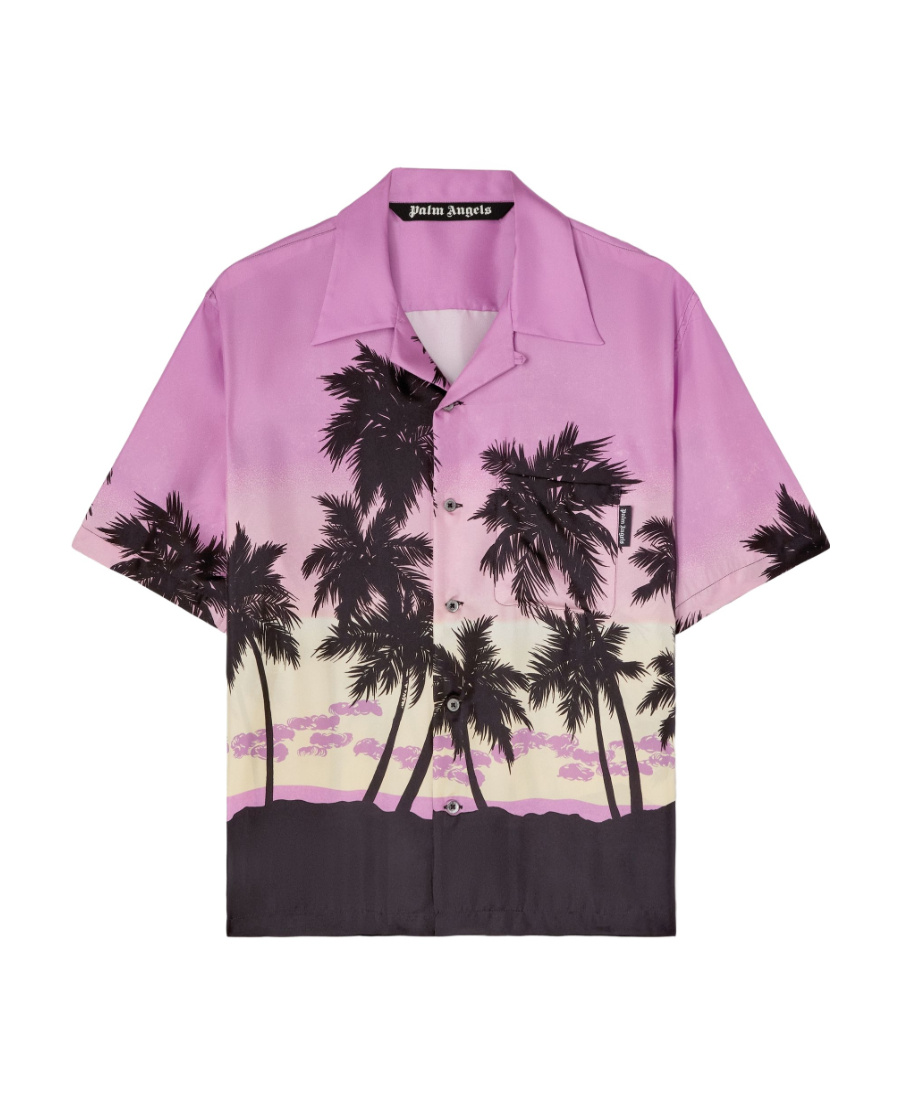 Palm Angels Palm Sunset Printed Buttoned Shirt In Pink
