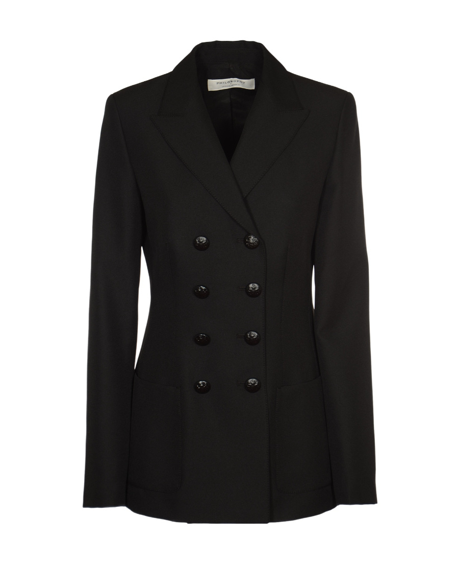 Philosophy Di Lorenzo Serafini Embossed-buttons Double-breasted Blazer In Black