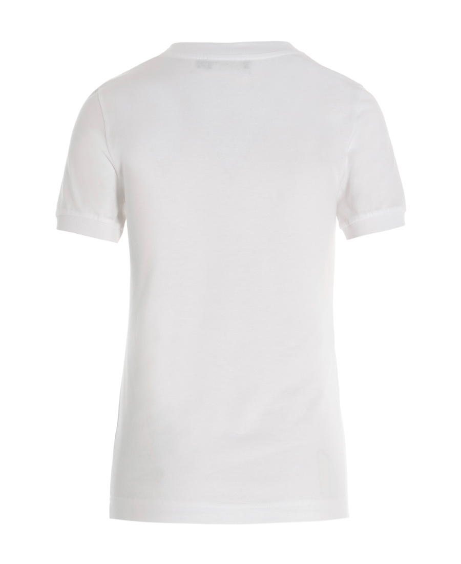 Dolce & Gabbana White T-shirt With Dg Logo On The Front Finished With Rhinestones In Cotton Woman In White